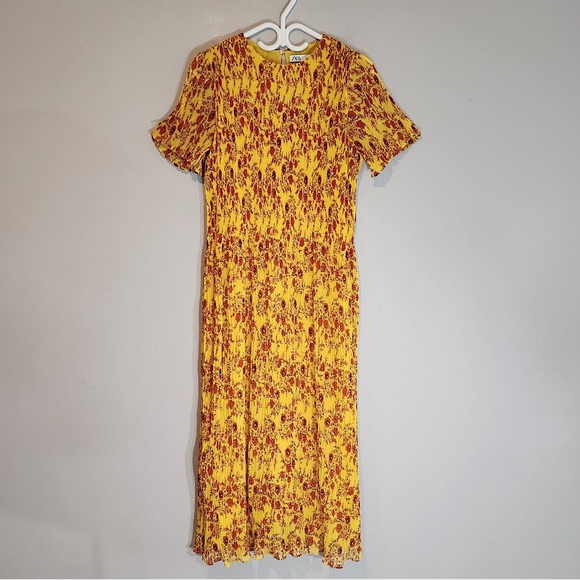 Zara Yellow Floral Pleated Maxi Dress Sz. Small - Picture 2 of 10
